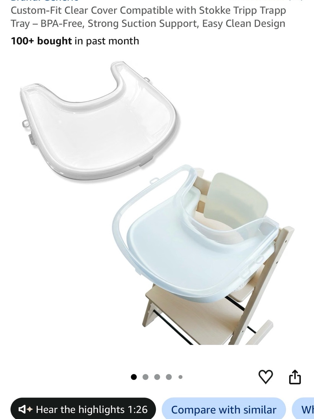 Clear Silicone Suction designed for Stokke Strap Trip Trap Tray Baby High Chair